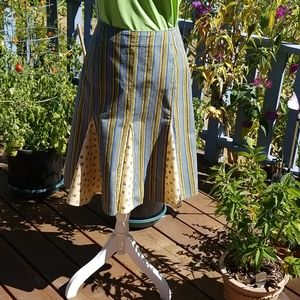 Vintage Blue and Yellow Striped A-Line Skirt